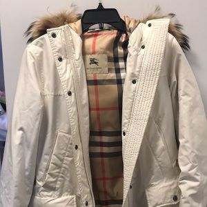 burberry rabbit fur trim parka